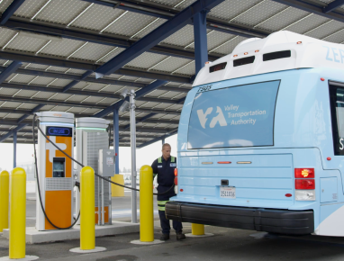 VTA eBus being charged using ChargePoint Express