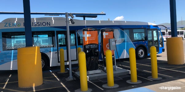 eBus charging at ChargePoint DC fast stations