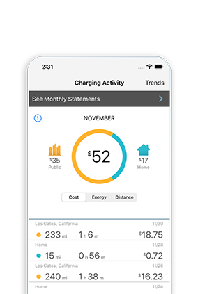 ChargePoint app on charging activity screen