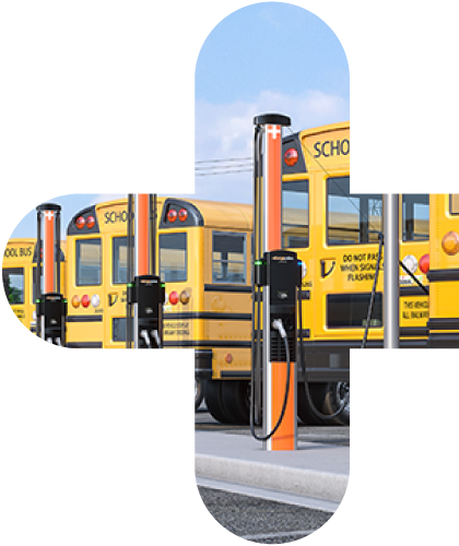 School buses being charged using ChargePoint CP6000